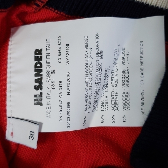 JIL Sander’s Wool Varsity Sweater, Color Red, Size 38 - Picture 14 of 17